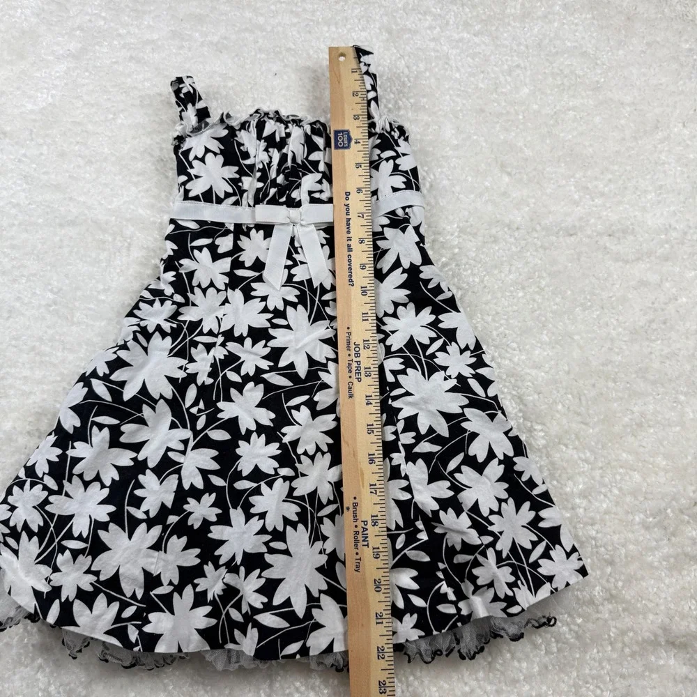 Bonnie Jean Girls 3T Black White Floral Sundress Tulle Crinoline Party Dress Bow